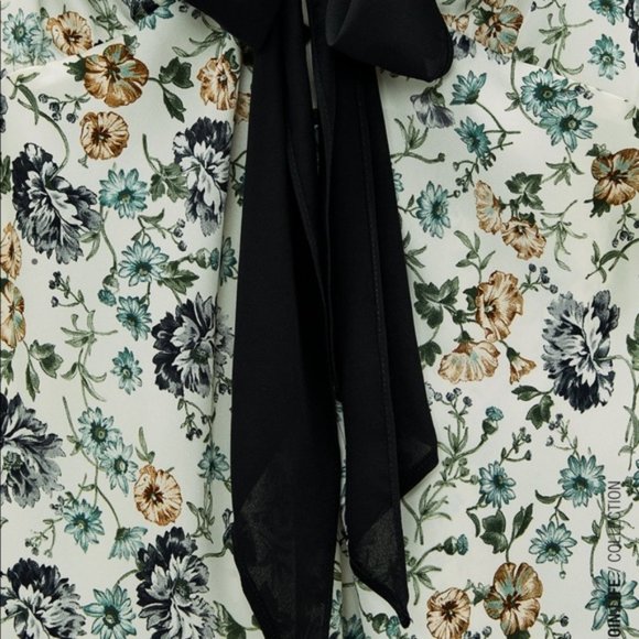 Zara Tied Floral Print Blouse S - Picture 3 of 6